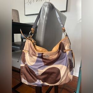 Coach Abstract Brown and Purple Shoulder Bag